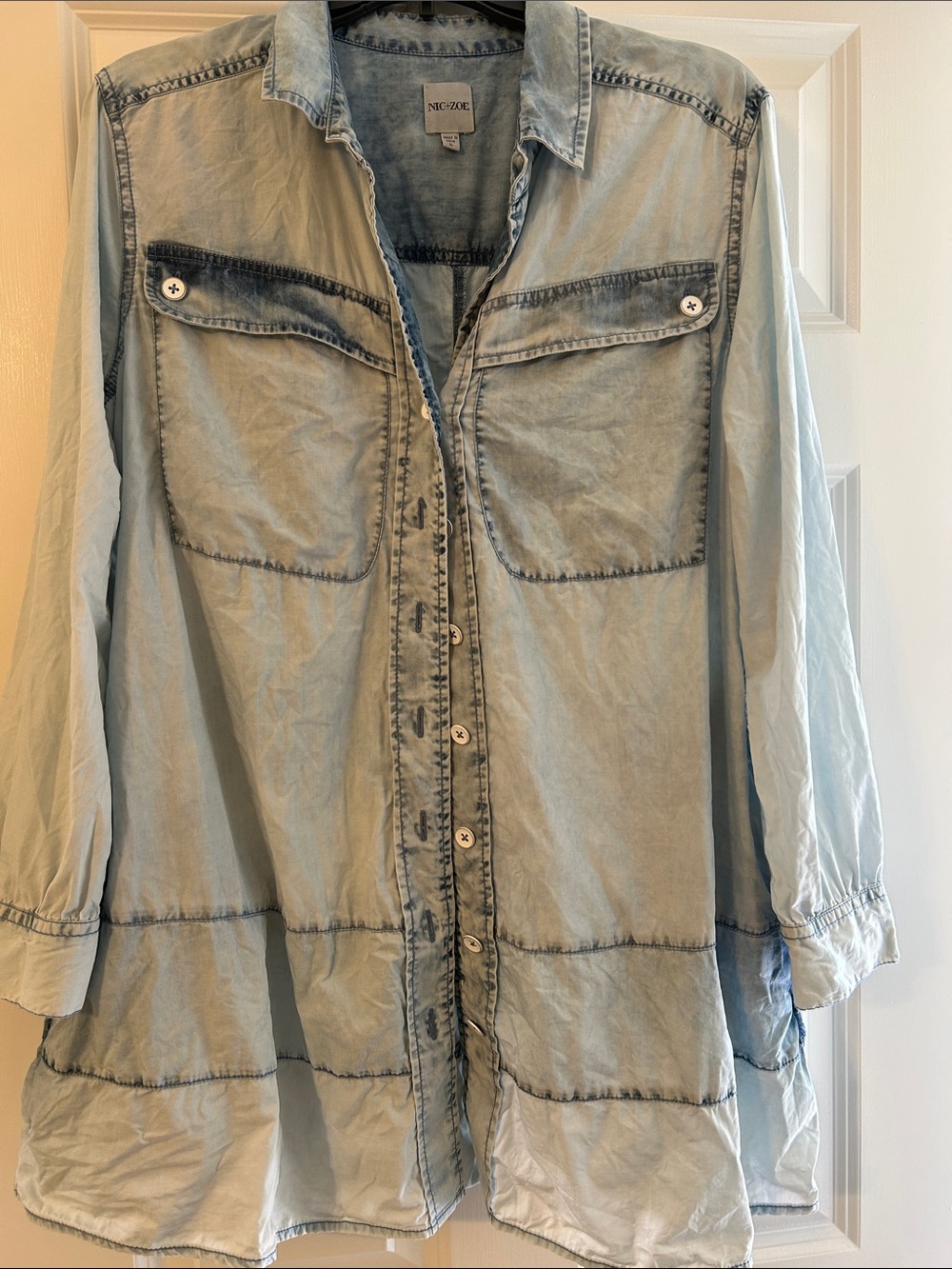 NIC+ZOE Light Blue Washed Denim Tunic Shirt